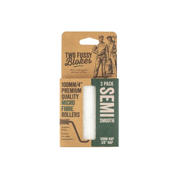 Pack 3 Mini Rodillos de Microfibra 100mm/pelo 10mm · Two Fussy Blokes